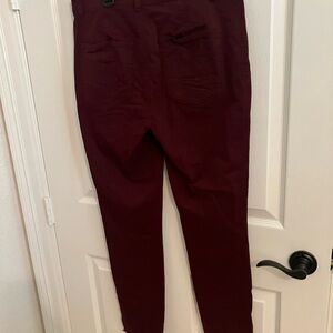 Ladies Slim Fit Burgundy Pants with fringe bottom
